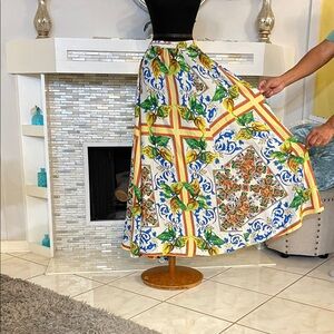Esy Studio Tropical Majolica Print Maxi Skirt size XL